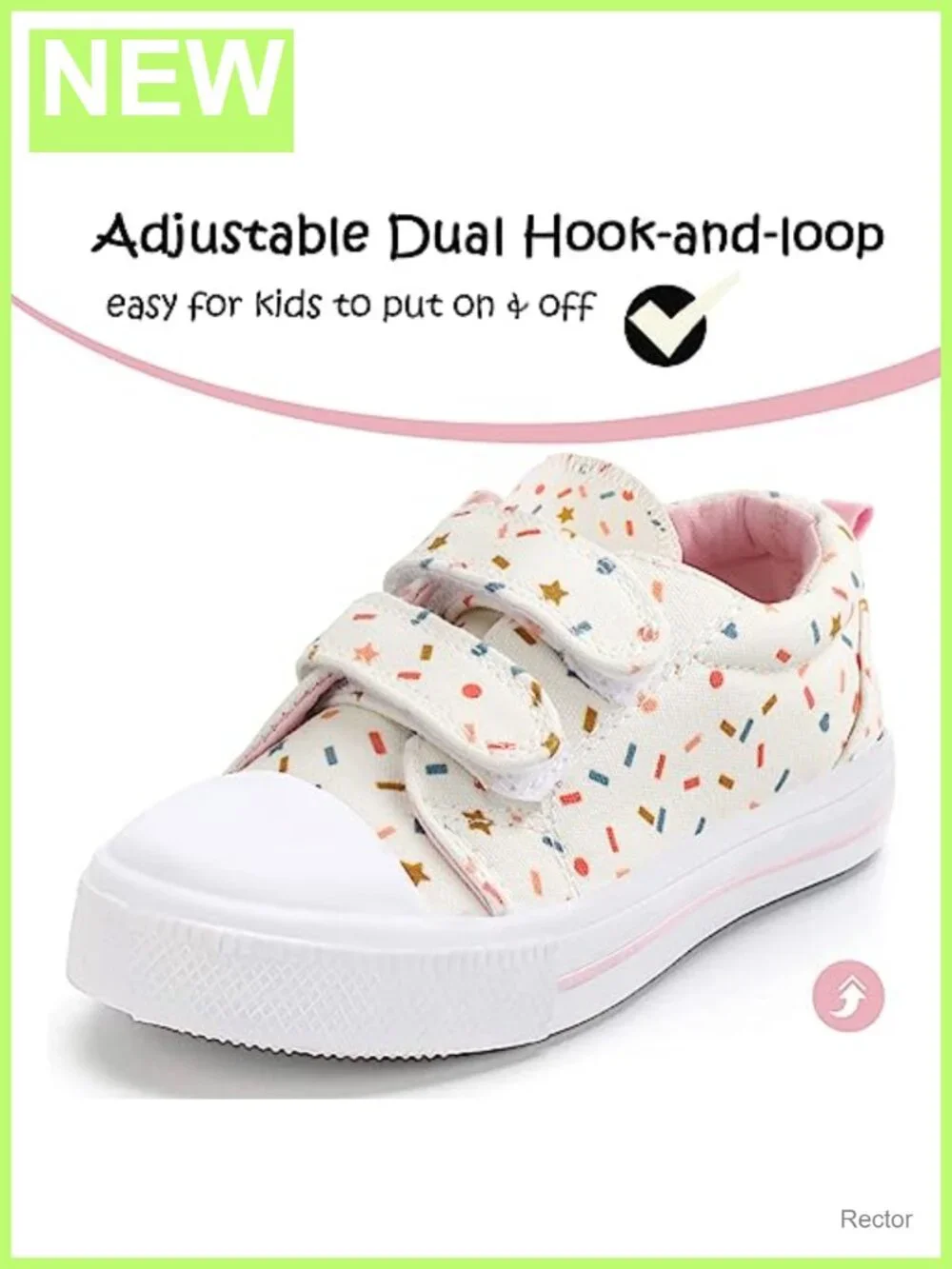 Toddler Girls Canvas Sneakers Dual Hook and Loop Casual